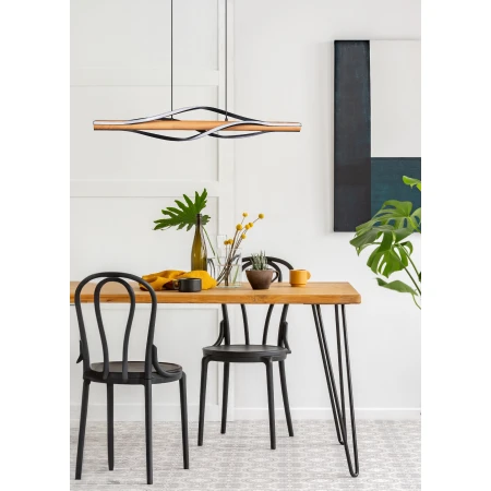 Lampa wisząca BAEZ CZARNA+DREWNO/BLACK+WOOD P230857003 - Zuma Line