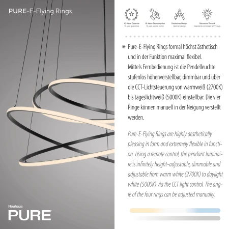 Lampa wisząca PURE E-FLYING RINGS 2566-15 - Paul Neuhaus