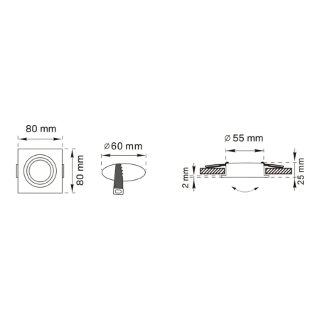 Lampa wpuszczana czarna FINN OB2211CL02-B - Zuma Line