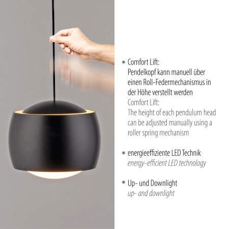 Lampa wisząca BALLINI z systemem comfort lift 15260-18 - Paul Neuhaus