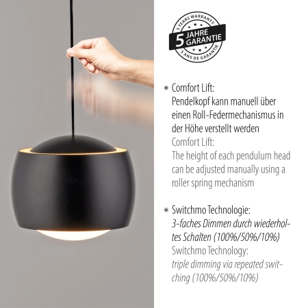 Lampa wisząca BALLINI z systemem comfort lift 15262-18 - Paul Neuhaus