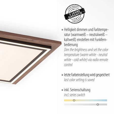 Lampa sufitowa na pilota drewniana PALMA 6141-79 - Paul Neuhaus