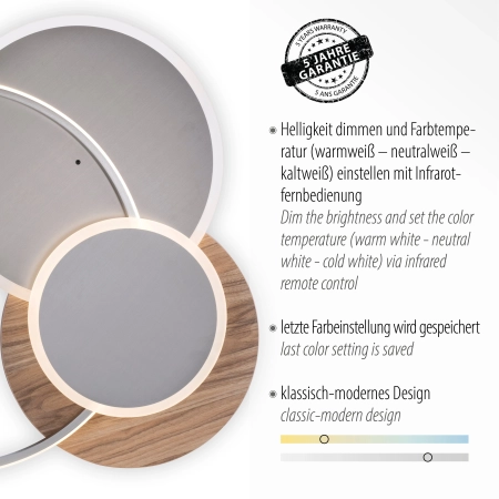 Lampa sufitowa drewno na pilota PALMA 8328-79 - Paul Neuhaus