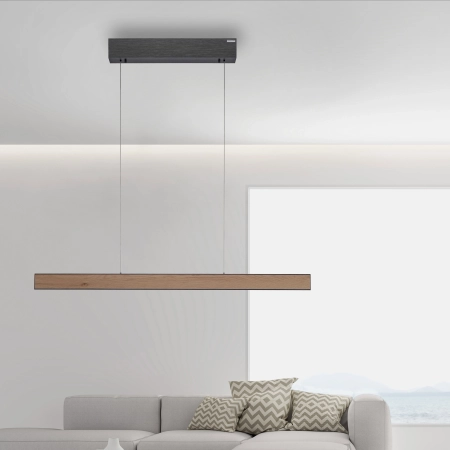 Lampa wisząca z pilotem i windą elektryczną drewniana PURE E-MOTION 2570-79 - Paul Neuhaus