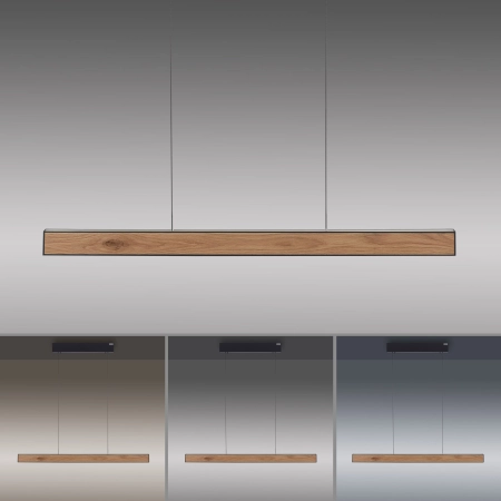 Lampa wisząca z pilotem i windą elektryczną drewniana PURE E-MOTION 2570-79 - Paul Neuhaus