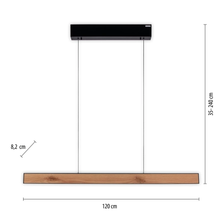 Lampa wisząca z pilotem i windą elektryczną drewniana PURE E-MOTION 2570-79 - Paul Neuhaus