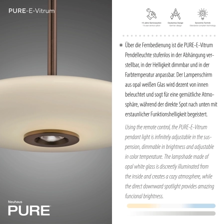 Lampa wisząca na pilota elektryczna z windą  PURE E-Vitrum 2084-34 - Paul Neuhaus