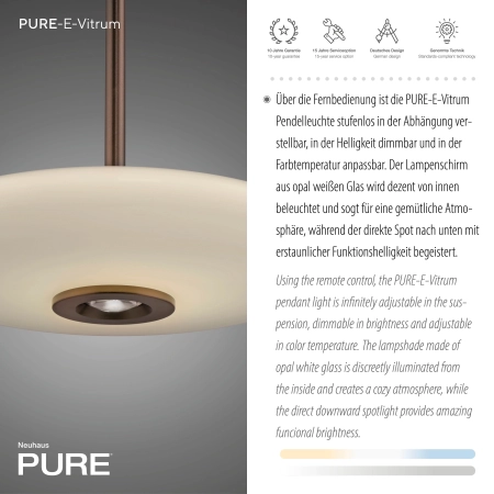 Lampa wisząca na pilota elektryczna z windą  PURE E-Vitrum 2084-34 - Paul Neuhaus