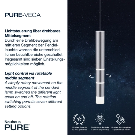 Lampa wisząca PURE-VEGA 2211-95 - Paul Neuhaus
