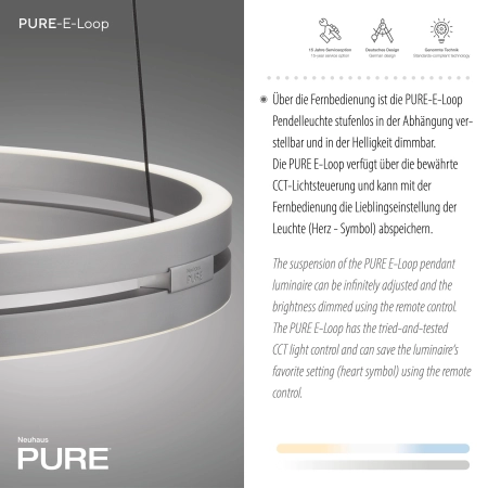 Lampa wisząca z pilotem i windą elektryczną PURE E-LOOP 2550-95 - Paul Neuhaus