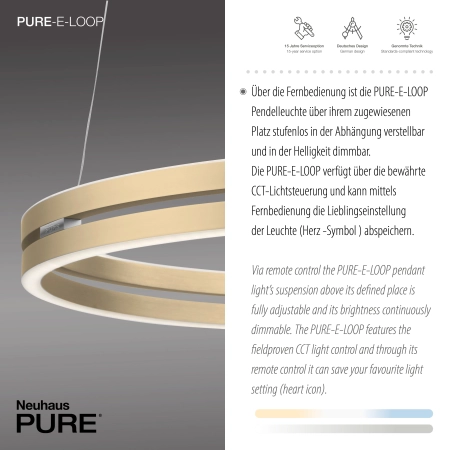 Lampa wisząca z pilotem i windą elektryczną PUREE-LOOP 2551-60 - Paul Neuhaus