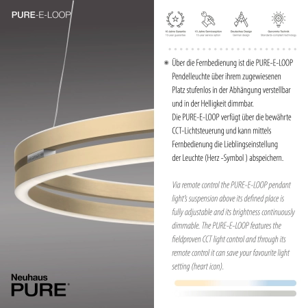Lampa wisząca z pilotem i windą elektryczną PUREE-LOOP 2551-60 - Paul Neuhaus