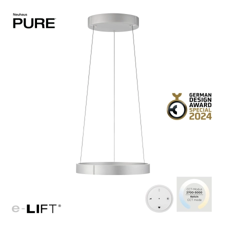 Lampa wisząca  z pilotem i windą elektryczną PURE E-CLIPSE 2560-95 - Paul Neuhaus