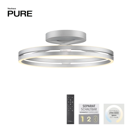 Lampa sufitowa mega nowoczesna do salonu na pilota PURE LOOP 6552-95 - Paul Neuhaus