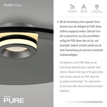Lampa sufitowa PURE MOON szara 6095-15 - Paul Neuhaus