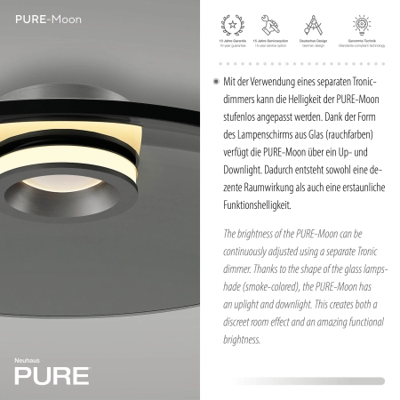 Lampa sufitowa PURE MOON szara 6095-15 - Paul Neuhaus