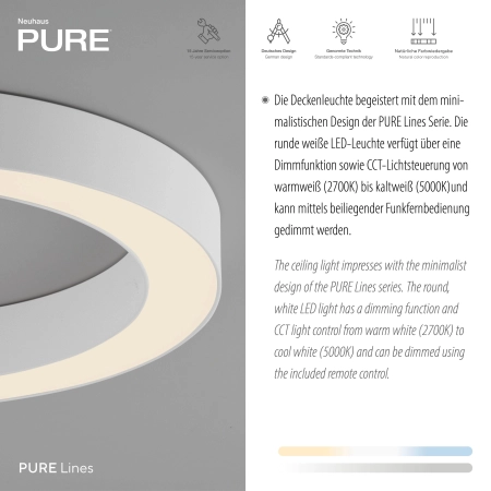 Lampa sufitowa na pilota  PURE LINES ROUND 6310-16 - Paul Neuhaus