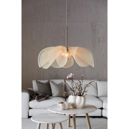 Lampa wisząca STYRKA Pendant 1L 75cm Beige/Antique Brass/Amber 108661 - Markslojd