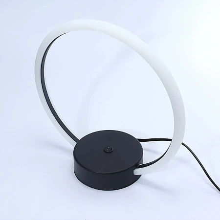 Lampa stołowa z włącznikiem nowoczesna koło LED ring Czarna 9W 602 - Decorativi