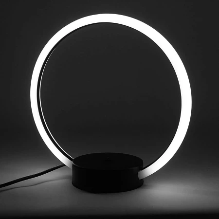 Lampa stołowa z włącznikiem nowoczesna koło LED ring Czarna 9W 602 - Decorativi