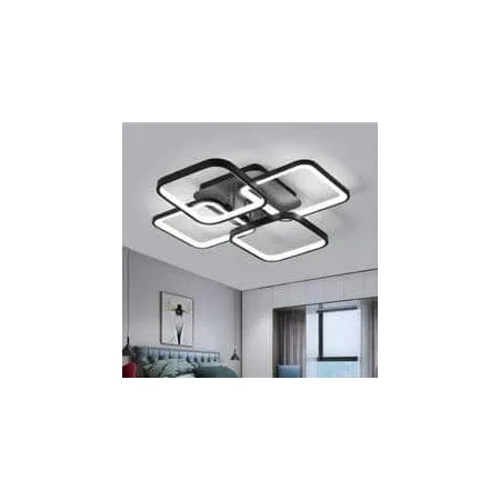 Lampa Dekoracyjna do pokoju z pilotem 42W Czarna 4 Kwadraty 292 - Decorativi