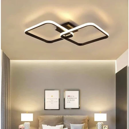 Designerska Lampa sufitowa na pilota LED kwadraty 42W Czarna 303 - Decorativi