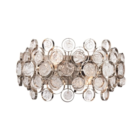 Kinkiet metalowy srebrny z dekoracyjnymi szklanymi kręgami 76510 z serii Marella - Endon Lighting