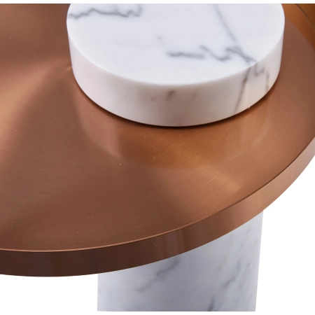 Stolik kawowy COLUMN marmurowy biały miedziany 55 cm DP-FA1 white copper - Step Into Design
