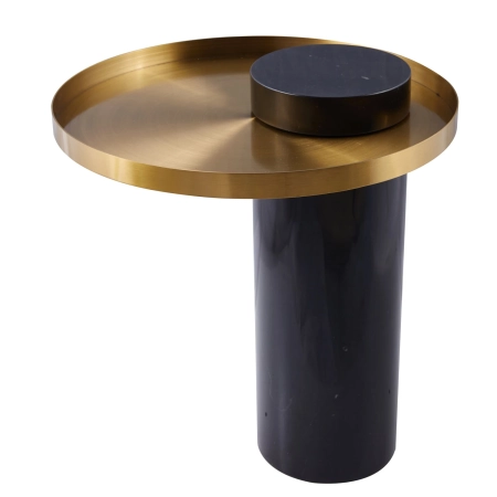 Stolik kawowy COLUMN marmurowy czarno złoty 55 cm DP-FA1 black gold - Step Into Design