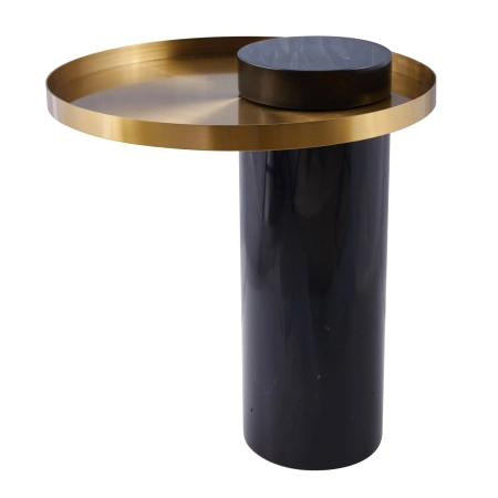 Stolik kawowy COLUMN marmurowy czarno złoty 55 cm DP-FA1 black gold - Step Into Design