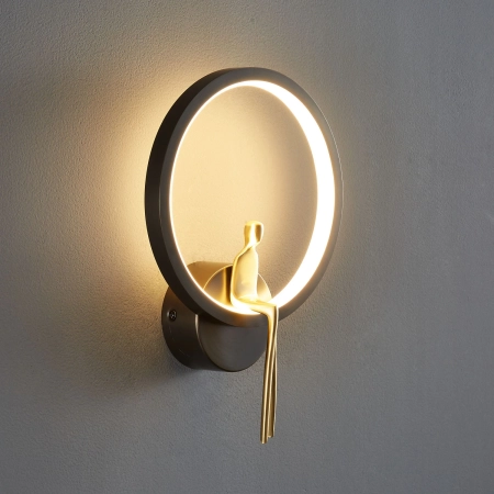 Lampa ścienna AMICI RING LED czarno złota 27 cm ST-B3607 black - Step into Design
