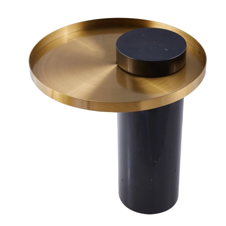 Stolik kawowy COLUMN marmurowy czarno złoty 55 cm DP-FA1 black gold - Step Into Design