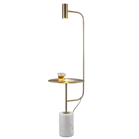 Lampa podłogowa ze stolikiem VINCENT złota 146 cm ST-7027F gold - Step Into Design