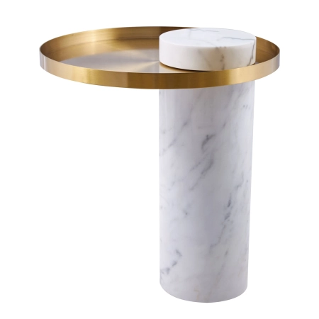 Stolik kawowy COLUMN marmurowy biało złoty 55 cm DP-FA1 white gold - Step Into Design