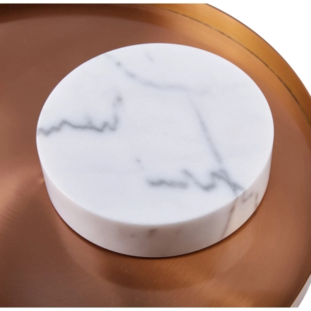 Stolik kawowy COLUMN marmurowy biały miedziany 55 cm DP-FA1 white copper - Step Into Design