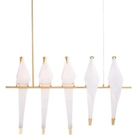 Lampa designerska wisząca BIRD 5L LED biało-złota P9505 - Step Into Design