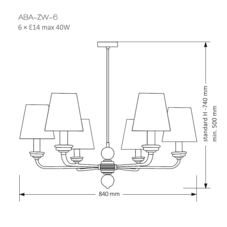 Żyrandol stylowy ABANO ABA-ZW-6 (A) - Kutek Mood