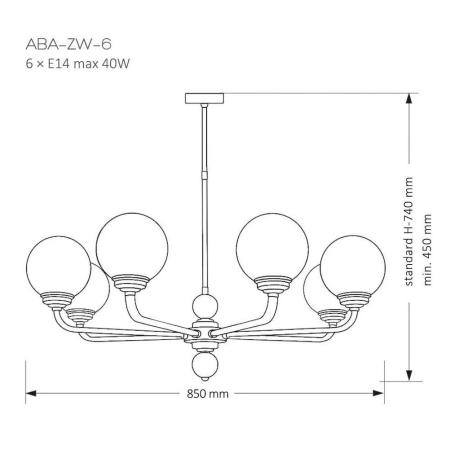 Żyrandol stylowy ABANO ABA-ZW-6 - Kutek Mood