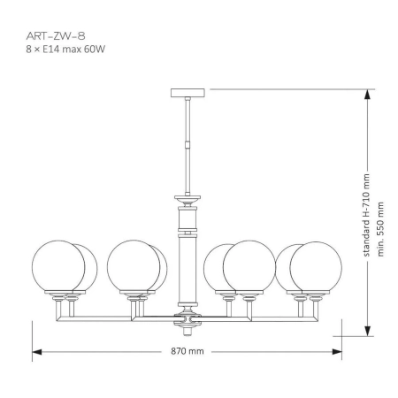 Żyrandol stylowy ARTU GLASS ART-ZW-8 (G) - Kutek Mood