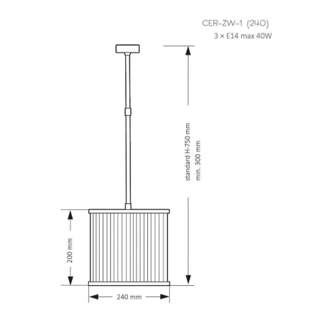 Żyrandol stylowy potrójny szkło ryflowane CERO CER-ZW-1 240 - Kutek Mood
