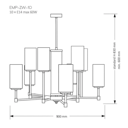 Żyrandol stylowy EMPOLI EMP-ZW-10 - Kutek Mood