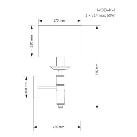 Kinkiet elegancki MODESTO MOD-K-1 - Kutek Mood