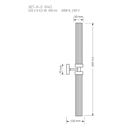 Kinkiet elegancki SETI SET-K-2 II 640 (A) - Kutek Mood
