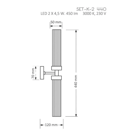 Kinkiet elegancki SETI SET-K-2 II 440 (A) - Kutek Mood