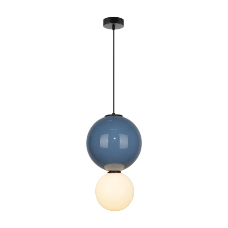 Lampa wisząca szklana niebiesko-biała kula PND-95221-1L-BLU z serii PIEVE - Lampy Italux