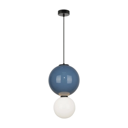 Lampa wisząca szklana niebiesko-biała kula PND-95221-1L-BLU z serii PIEVE - Lampy Italux