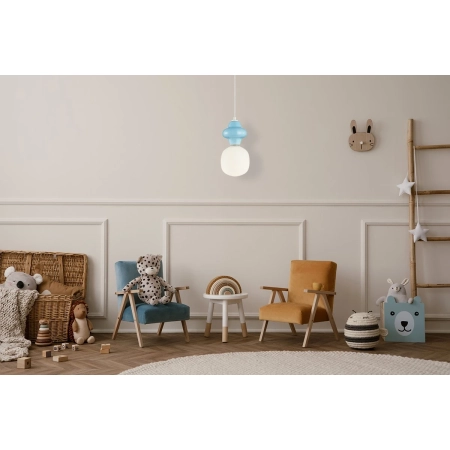 Lampa wisząca niebiesko-biała szklana PND-94331-1S-BLU z serii LATERA - Lampy Italux