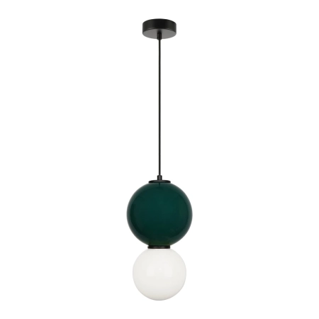 Lampa wisząca szklana zielono-biała kulista PND-95221-1M-GRN z serii Pieve - Lampy Italux