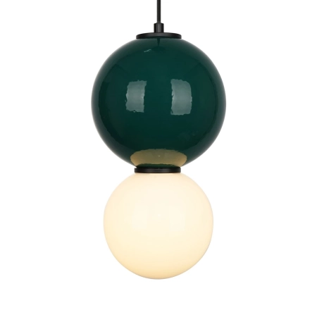 Lampa wisząca szklana zielono-biała kulista PND-95221-1M-GRN z serii Pieve - Lampy Italux