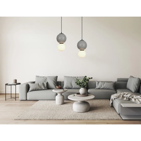 Lampa wisząca szklana kulista szaro-biała PND-95221-1S-GR z serii Pieve - Lampy Italux
